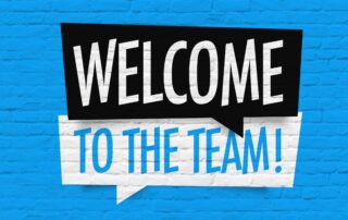 welcome to the team on blue background