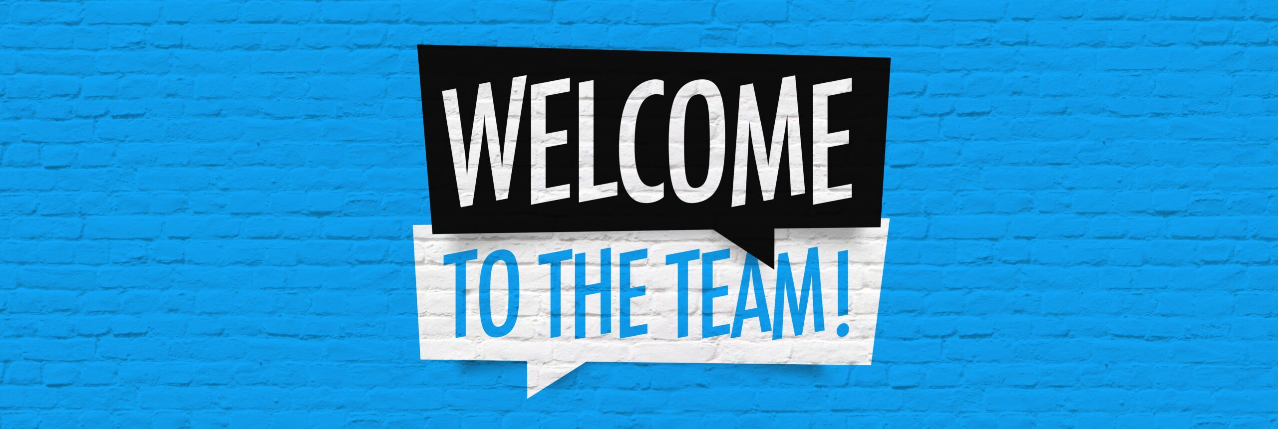 welcome to the team on blue background